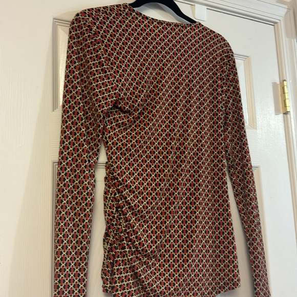 Michael Kors chain link red black gold long sleeve v neck business casual top S - Picture 7 of 7
